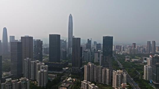 深圳建行大厦大景航拍前进视频素材模板下载