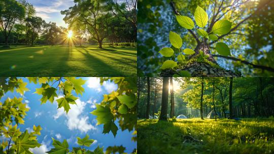 清凉夏天绿色树林植物生态