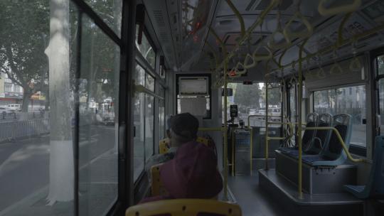淄博公交车内景视频素材模板下载