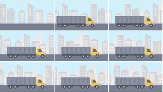 卡车运输在都市城市行驶高清AE视频素材下载