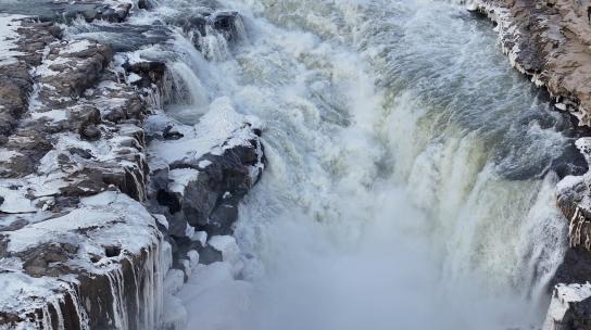 冬季黄河瀑布2高清在线视频素材下载