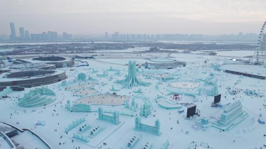 中国哈尔滨冰雪大世界航拍