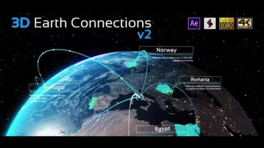 三维地球缩放动画地图卫星定位地点连线