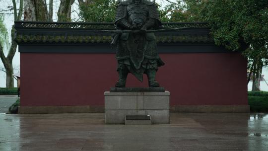 杭州钱王祠春天清明节雨天古建筑自然唯美