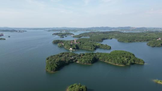 航拍湖北武汉黄陂区木兰湖景区