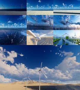 海上风力发电 风电 新能源 碳中和 电网高清在线视频素材下载