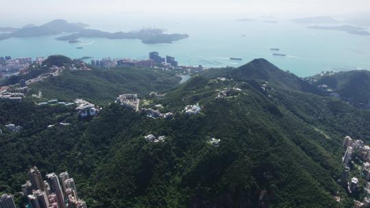 香港太平山顶航拍大景