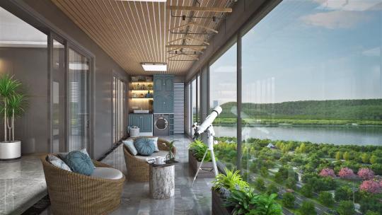 超大阳台落地窗景观动画