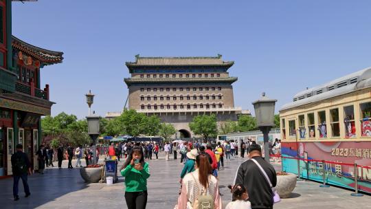 延时：游人众多的北京前门正阳门