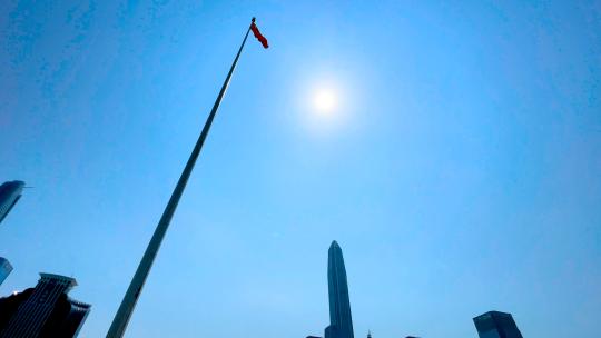 【商用版权】4K平安大厦与红旗实拍