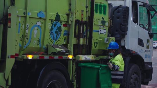 城市垃圾清理车视频素材模板下载