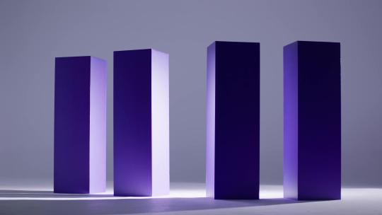 四个紫色立柱 光影流动 扫光