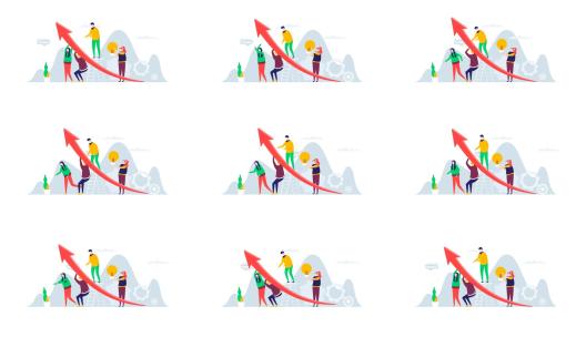 业绩企业公司团队协作合作上升趋势高清AE视频素材下载