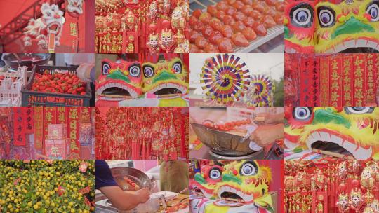 龙年春节庙会花市氛围合集高清在线视频素材下载