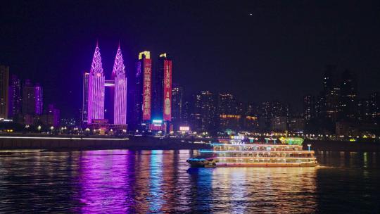 重庆两江游游船观光夜景视频素材模板下载