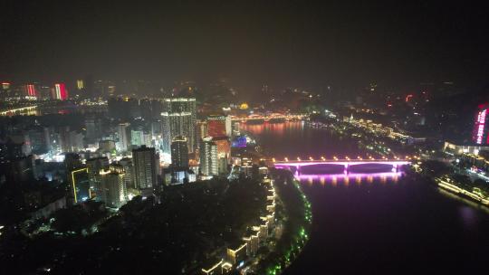 广西柳州柳江夜景灯光航拍