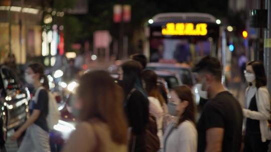 香港港岛中环马路人流繁忙镜头视频素材模板下载