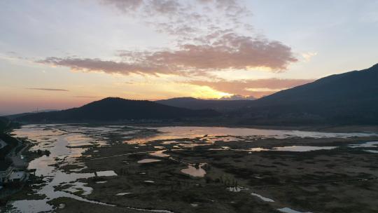 航拍云南腾冲北海湿地