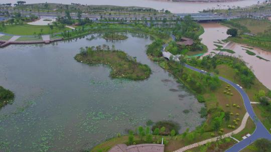 航拍厦门马銮湾双溪湿地公园