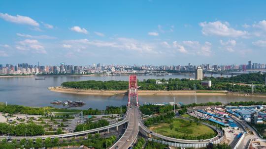 武汉晴川桥汉江城市延时视频素材模板下载