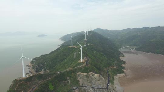 航拍浙江台州玉环市海滨风景