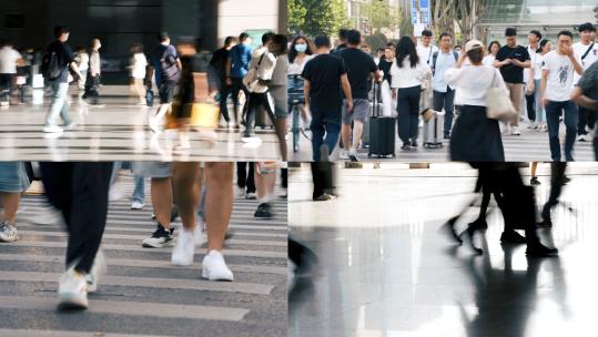 城市人群生活节奏掠影慢门摄影王家卫影像高清在线视频素材下载