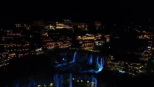 湖南湘西芙蓉镇4A景区夜景航拍