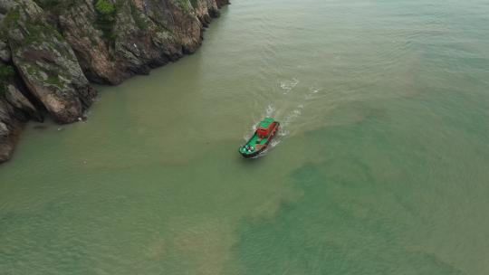 航拍浙江台州玉环市海滨风景