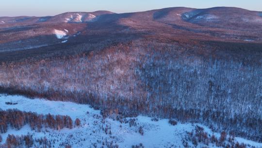 航拍大兴安岭林海雪原风景