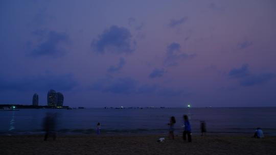 海南三亚海滩夜景延时