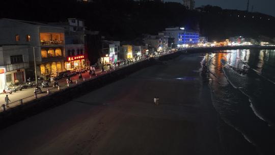 广西涠洲岛 南湾老街 店铺 游客 夜景 海岸