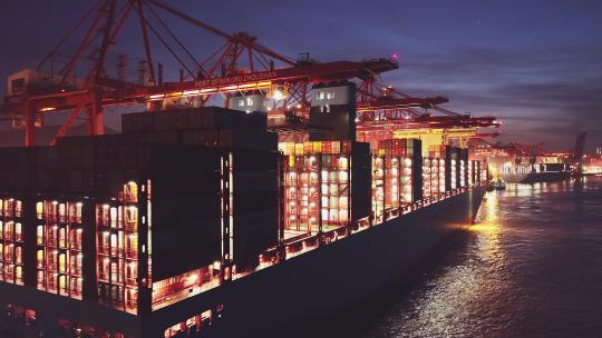 集装箱码头港口夜景视频素材模板下载