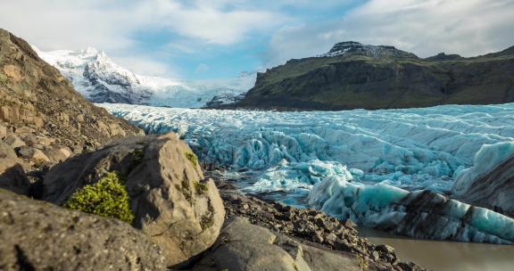 冰岛Svinafellsjokull冰川的时间推移