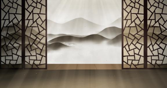 国风水墨背景A中国风 屏风 山水 水墨