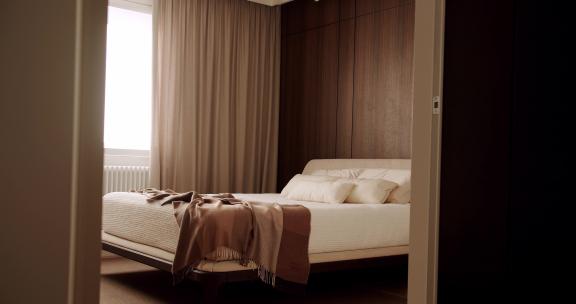 酒店房间优雅的室内卧室特写