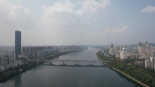 航拍广西柳州柳江文昌大桥