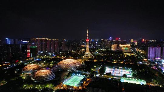 震撼佛山地标文华公园电视塔夜景航拍合集