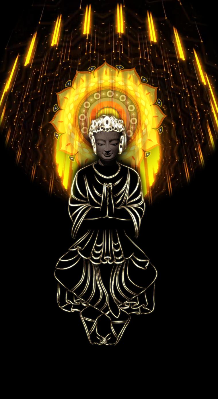 竖屏禅意粒子佛像 全息佛像