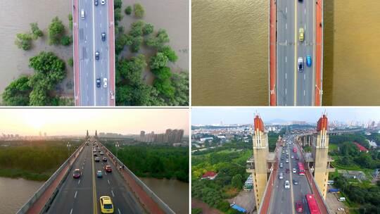 南京长江大桥主线航拍素材视频素材模板下载