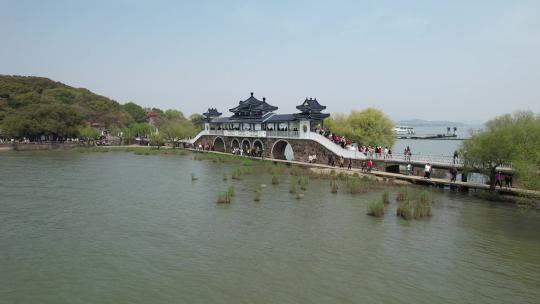 江苏无锡鼋头渚太湖仙岛自然风光航拍