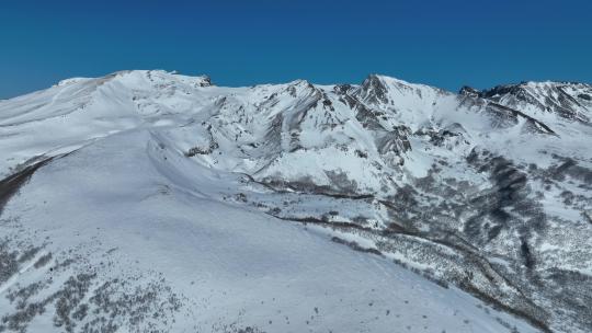 航拍吉林长白山天池景区雪山自然风光