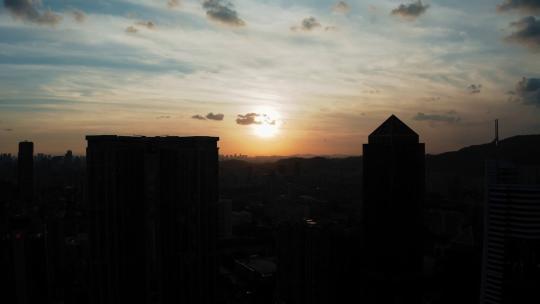 广州中石化大厦的夕阳