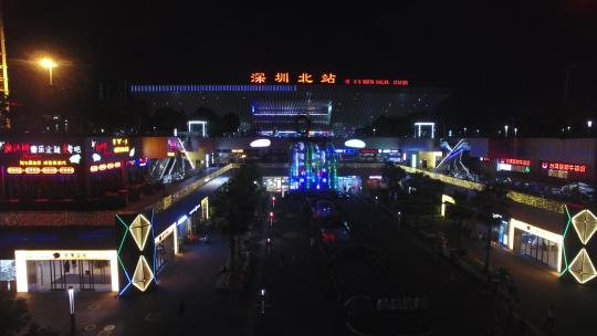 深圳航拍 深圳北站夜景 交通枢纽