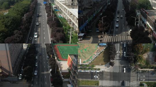 4K航拍警车巡逻公安警车街道巡查行驶高清在线视频素材下载