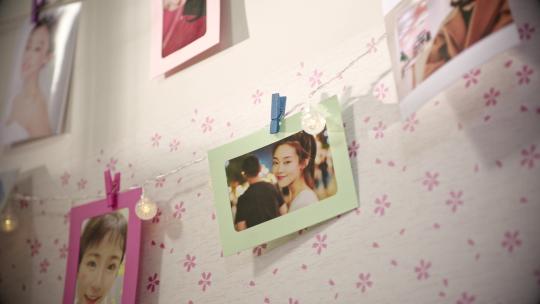 女生宿舍照片墙视频素材模板下载