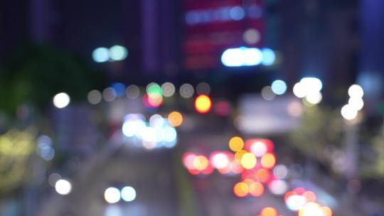晚上城市汽车车流大光圈虚化光斑视频素材模板下载