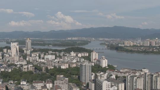 杭州富阳富春江鹳山城市景