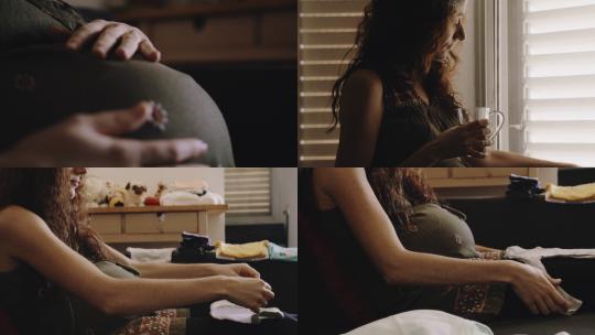 【合集】孕妇女人折叠婴儿衣物视频素材模板下载