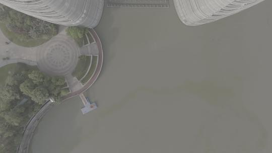 浙江湖州月亮广场月亮酒店航拍视频素材模板下载