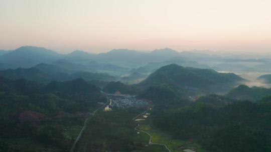 安徽黄山市黟县西递古村徽派村落航拍